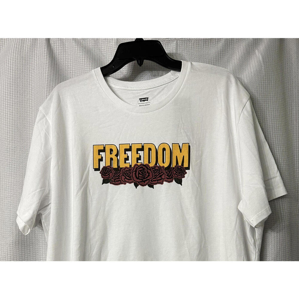 NWT Levis Mens Short Sleeve Casual White T Shirt Freedom Size XXL - Picture 2 of 11